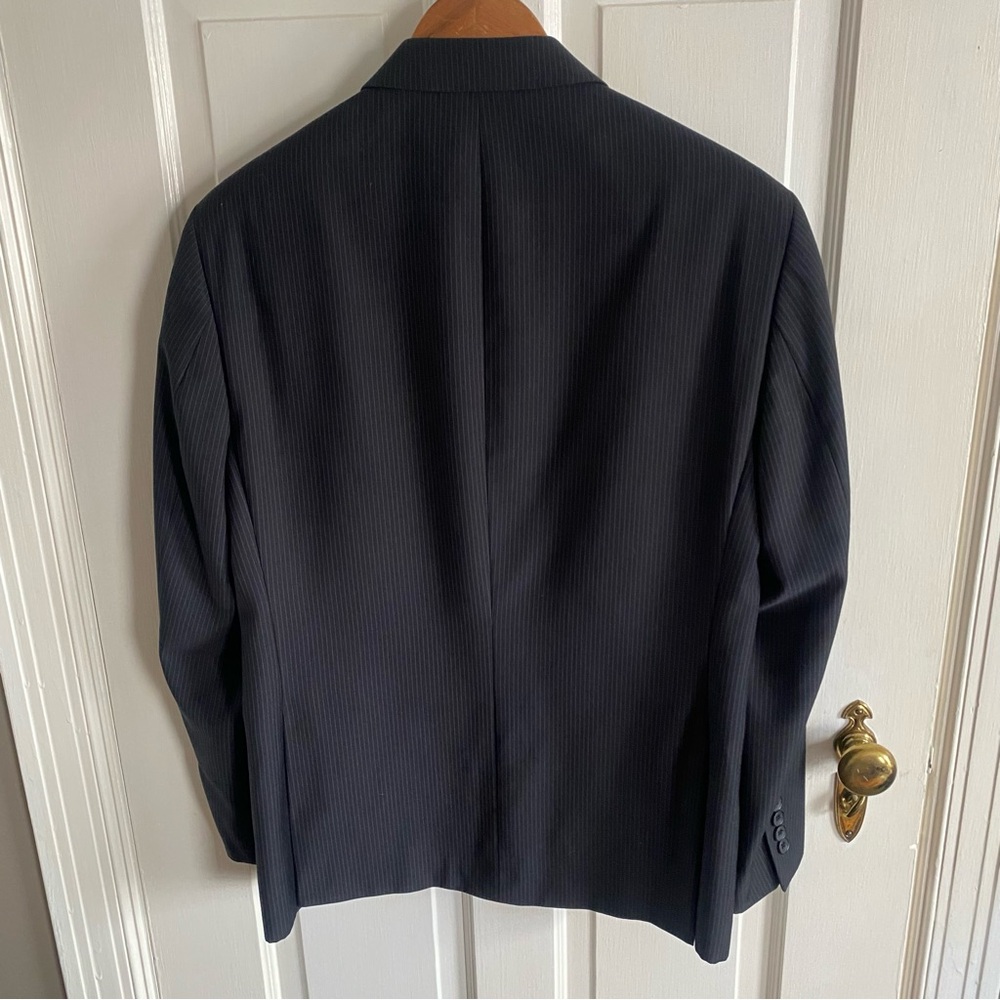 Men’s Tailored Gray Pinstripe Blazer Sport Coat Blue Lining 3 Button XS/S - Picture 3 of 13